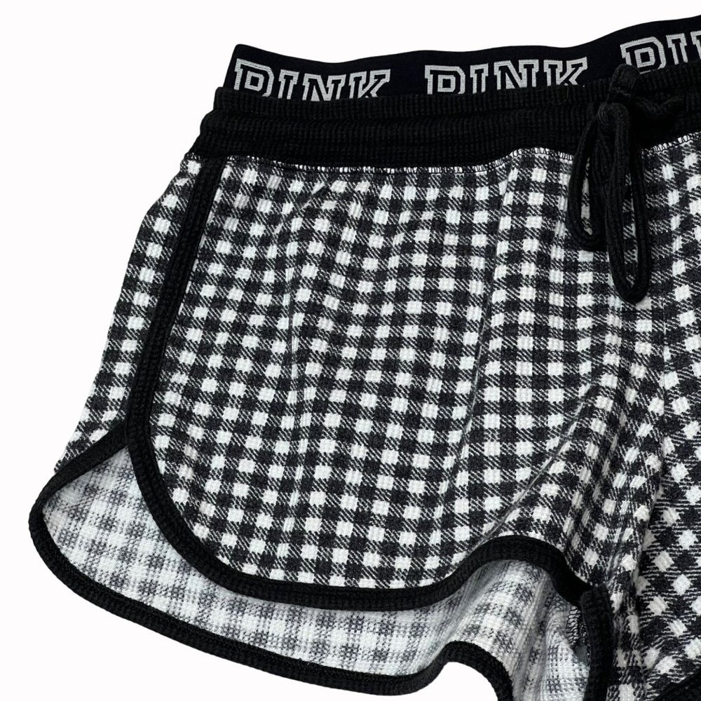 Victoria's Secret PINK Women's Sleep Short Small Black White Buffalo Plaid Check - Picture 5 of 9